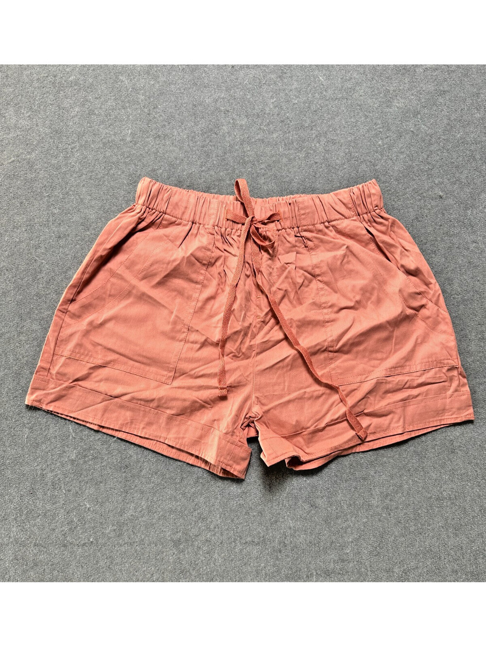 Womens Dusty Rose Lounge Shorts Drawstring Cotton Size S